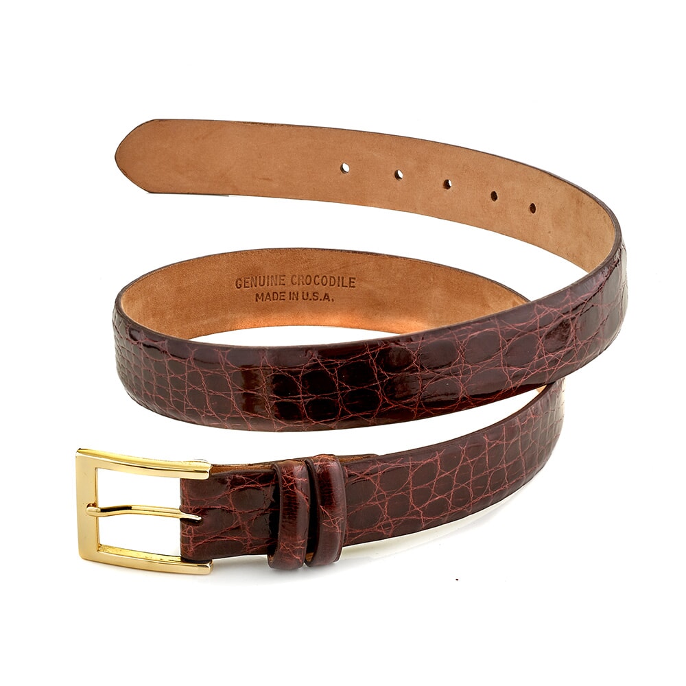 小物 Maison CANAU CROCO RECTANGLE L BELT CROCO BUCKLE METAL BELT